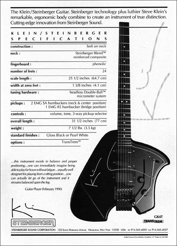 Steinberger technology plus Klein guitar
