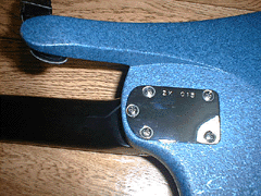 Blue strings modern electric guitar