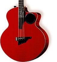 Cherry red four strings modern guitar
