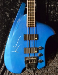 Four strings sky blue modern guitar