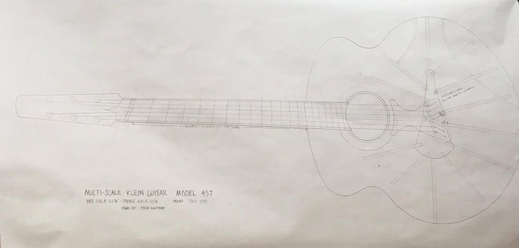 Blueprint of a multi-scale Klein guitar.