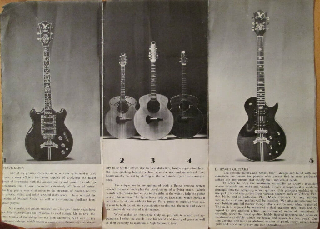 A picture of old brochures with old guitars