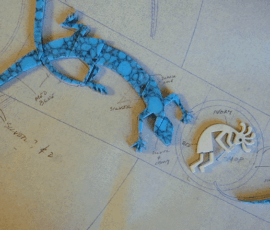 Turquoise lizard and ivory kokopelli designs.