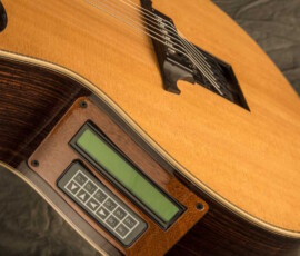 Side-mounted display and controls on acoustic guitar