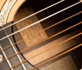 Soundhole view showing interior maker label