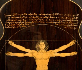 Vitruvian Man on guitar back.