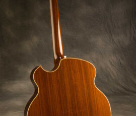 Polished cutaway acoustic guitar back profile