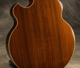 Glossy rosewood archtop guitar back with cutaway