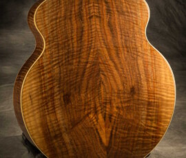 Glossy figured walnut archtop guitar back