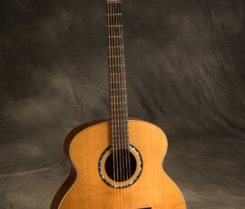 Classical acoustic guitar with ornate rosette