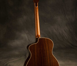 Dark rosewood cutaway guitar back